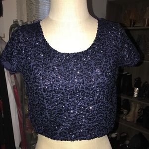 Charlotte Russe Navy Sequin Crop Top
